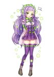  1girl armband arms_at_sides belt braid brown_shoes chains eyebrows full_body green_eyes hair_ornament kasuka108 leg_belt long_hair long_sleeves looking_at_viewer open_mouth personification pokemon purple_legwear purple_skirt shoes skirt solo spiritomb thigh-highs twin_braids very_long_hair 