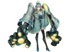  1girl \n/ black_gloves black_legwear black_shoes celesteela full_body gloves grey_eyes grey_hair hat high_heels kasuka108 long_hair mechanical_arms personification pokemon shoes smile smirk solo standing tagme white_hat 