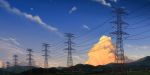  aki_(aki_k6) clouds highres moon no_humans original power_lines scenery sky star_(sky) starry_sky sunset 