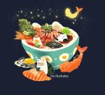  animated animated_gif artist_name bowl cat egg food glasses nadia_kim original reading shrimp shrimp_tempura sky star star_(sky) starry_sky tagme tempura 