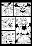  3girls alternate_costume anger_vein animal_ears ass bat_wings bed bell bow chinese comic detached_collar enmaided fake_animal_ears fangs fangs_out fkey garter_straps greyscale hair_bow highres izayoi_sakuya jingle_bell lying maid monochrome multiple_girls on_back panties patchouli_knowledge paw_pose pillow remilia_scarlet straddling sweatdrop thigh-highs touhou translation_request underwear wings wrist_cuffs 