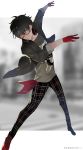  1boy black_hair dobuki full_body glasses gloves kurusu_akira looking_at_viewer male_focus persona persona_5 persona_5:_dancing_star_night red_gloves short_hair solo 