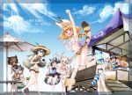  /\/\/\ 6+girls :d adapted_costume alternate_hairstyle animal_ears arm_up armpits backpack bag ball bare_legs barefoot beach beach_umbrella beachball bird_tail black_hair blonde_hair blue_hair blue_sky bottle bow bowtie brown_hair chair chiki_yuuko clenched_hand clouds commentary_request common_raccoon_(kemono_friends) crop_top day eating eurasian_eagle_owl_(kemono_friends) ezo_red_fox_(kemono_friends) fennec_(kemono_friends) food fox_ears fox_tail gradient_hair green_hair hat hat_feather head_wings highres ice_cream ice_cream_cone ice_cream_cone_spill japari_symbol kaban_(kemono_friends) kemono_friends light_rays long_hair multicolored_hair multiple_girls northern_white-faced_owl_(kemono_friends) open_mouth outdoors personification ponytail print_bowtie print_shorts raccoon_ears raccoon_tail serval_(kemono_friends) serval_ears serval_print serval_tail shochuumimai short_hair short_shorts shorts silver_fox_(kemono_friends) silver_hair skirt sky smile striped_tail sun_hat sunbeam sunlight swimsuit table tail translated tray umbrella white_bikini_top white_hair yakisoba yellow_eyes 