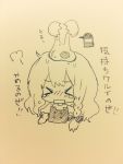  &gt;_&lt; 1girl angry chibi crying d: dx egg egg_yolk food food_on_head highres kirisame_marisa meta-kusuri monochrome object_on_head open_mouth solo soy_sauce touhou translated 