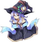  1girl blue_eyes blue_hair blush breasts duel_monster hat highres long_hair looking_at_viewer normaland solo witch_hat 