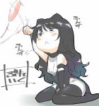  1girl animal_ears black_eyes black_hair blake_belladonna cat_ears commentary_request hiroya_juuren paw_pose rwby seiza sitting solo translation_request 