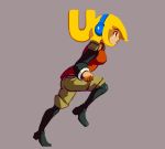  1girl animated animated_gif blonde_hair boots breasts brown_eyes commentary culottes ear_protection full_body half_updo headphones jacket joakim_sandberg knee_boots long_hair medium_breasts pixel_art robin_(the_iconoclasts) running solo the_iconoclasts 