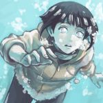  1girl air_bubble bangs black_hair blunt_bangs bubble hand_up hyuuga_hinata jacket long_sleeves looking_afar naruto no_pupils open_mouth pants shiori_lee_jeng short_hair solo submerged underwater water white_eyes zipper zipper_pull_tab 