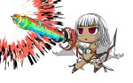  1girl altera_(fate) chibi drill fate/grand_order fate_(series) red_eyes silver_hair spinning sword takuteks weapon 