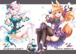  animal_ears aqua_eyes aqua_panties armpits black_legwear blonde_hair breasts cat_ears cat_tail character_name cleavage detached_sleeves dress fatkewell fox_ears fox_tail garter_straps gloves high_heels lavender_hair lolita_fashion original panties purple_panties rika_eastre sharon_catiey tail thigh-highs underwear violet_eyes white_gloves white_legwear 