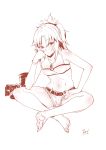  1girl absurdres bandeau cutoffs f.w.zholic fate_(series) feet highres jewelry midriff monochrome necklace saber_of_red short_shorts shorts solo 