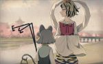  2girls animal_ears blonde_hair cherry_blossoms dowsing_rod grey_hair looking_away meitei mouse_ears mouse_tail multicolored_hair multiple_girls nazrin river short_hair smile tail toramaru_shou touhou wide_sleeves yellow_eyes 