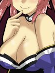  10s 1girl blush breasts cleavage collarbone detached_sleeves fate/extra fate/grand_order fate_(series) finger_to_mouth japanese_clothes large_breasts matsudora124 pink_hair solo tamamo_(fate)_(all) tamamo_no_mae_(fate) 