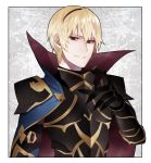  1boy armor blonde_hair cape fire_emblem fire_emblem_if gloves grin highres leon_(fire_emblem_if) looking_at_viewer red_eyes smile solo 
