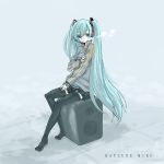  blue_eyes blue_hair gan hatsune_miku long_hair skirt speaker speakers thigh-highs thighhighs twintails very_long_hair vocaloid 