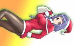  1280x800 braid kanon minase_akiko pantyhose purple_hair santa_costume santa_hat tagme violet_eyes 