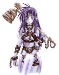  artist_request breasts grey_eyes hammer original purple_hair solo tongue zombie 