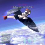 camera chipika cloud flying geta hat parody shameimaru_aya skirt sky tengu-geta touhou translated translation_request wings 