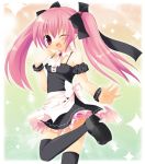  kneehighs pink_hair thighhighs twintails waitress wink 