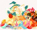  alice_margatroid bad_id book cake food fruit hakurei_reimu heart kirisame_marisa multiple_girls pastry strawberries strawberry sweets touhou yukirar 