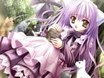  animal_ears cafe_little_wish cat cat_ears cat_tail dress game_cg long_hair maid mina_(cafe_little_wish) nature purple_hair ribbon ribbons sitting tail tinker_bell tree very_long_hair yellow_eyes 