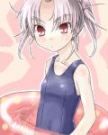  child daiakuji flat_chest floating_tire innertube loli lowres oekaki one-piece_swimsuit red_eyes saga_inu satsuki school_swimsuit short_twintails silver_hair solo swimsuit takega_satsu twintails 