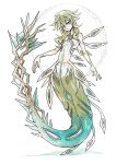  1boy aqua_hair blue_eyes commentary_request earrings eyebrows_visible_through_hair fins full_body gills highres jewelry merman monster_boy necklace original tattoo towa-darkmistic webbed_hands white_background 