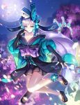  1girl black_skirt blue_eyes blue_lipstick blue_nails blush breasts cleavage closed_mouth collarbone eu_(euspia) eyebrows_visible_through_hair highres large_breasts lipstick looking_at_viewer makeup nail_polish onmyoji sandals short_hair silver_hair skirt smile solo 
