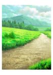  clouds cloudy_sky commentary_request day forest grass hariken highres mountain nature no_humans outdoors path plant road scenery sky 
