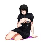  1girl black_dress black_hair blush breasts dress may_c naruto shizune_(naruto) short_hair sweatdrop 