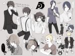  4boys akechi_gorou animal black_hair blonde_hair blue_eyes blue_hair cat glasses headphones highres kitagawa_yuusuke kurusu_akira male_focus morgana_(persona_5) multiple_boys persona persona_5 sakamoto_ryuuji sakura_futaba school_uniform short_hair shuwa smile translation_request 