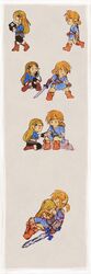  1boy 1girl 4koma asozan_(cocomil) blonde_hair blood bloody_clothes boots braid bruise chibi comic cuts fingerless_gloves french_braid gloves highres injury link long_hair master_sword pointy_ears princess_zelda short_ponytail silent_comic spoilers the_legend_of_zelda the_legend_of_zelda:_breath_of_the_wild |_| 