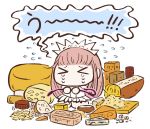  &gt;_&lt; 1girl cheese cheese_wheel chibi crying echipashiko fate/grand_order fate_(series) food medb_(fate/grand_order) pink_hair tiara whip 