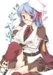  1girl belt blue_eyes blue_hair boots breasts cape collar glasses hat large_breasts long_hair long_sleeves maru_(sasayama_chikage) necktie ragnarok_online skirt solo thigh-highs 