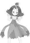  1girl :3 acerola_(pokemon) armlet dress elite_four flipped_hair hair_ornament ookamiuo pokemon pokemon_(game) pokemon_sm short_hair simple_background solo stitches trial_captain white_background 