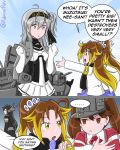  ... 2koma admiral_paru black_hair black_ribbon chou-10cm-hou-chan comic gloves hand_on_own_chest kantai_collection minty_mackenzie multicolored_hair nagato_(kantai_collection) ponytail pout remodel_(kantai_collection) ribbon ryuujou_(kantai_collection) short_twintails side_ponytail speech_bubble suzutsuki_(kantai_collection) twintails twitter_username white_gloves white_hair 