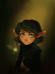  1girl blue_eyes fairy green_hair pointy_ears saria short_hair shorts smile solo the_legend_of_zelda the_legend_of_zelda:_ocarina_of_time 