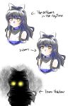  1girl animal_ears black_hair blake_belladonna bow commentary_request english glowing glowing_eyes hair_bow iesupa solo yellow_eyes 