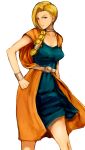  1girl belt bianca blonde_hair bracer braid cape character_request copyright_request dragon_quest dragon_quest_v dress hand_on_hip ogros solo white_background 