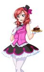  1girl artist_request bare_shoulders blush bow bowtie breasts food frills fruit gloves korekara_no_someday looking_at_viewer love_live! love_live!_school_idol_festival love_live!_school_idol_festival_after_school_activity love_live!_school_idol_project minigirl nishikino_maki official_art open_mouth pantyhose plate pudding redhead short_hair skirt sleeveless smile solo strawberry transparent_background vest violet_eyes white_gloves white_legwear 