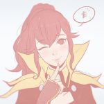  1girl anna_(fire_emblem) cape fire_emblem fire_emblem:_kakusei koyorin long_hair one_eye_closed ponytail red_eyes redhead smile solo 