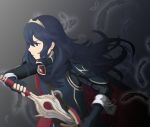  1girl blonde_hair blue_eyes cape crown feathers fire_emblem fire_emblem:_kakusei gloves holding holding_sword holding_weapon kkonisa long_hair lucina solo sword weapon 