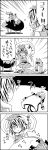  3girls 4koma animal_ears animal_print belly_rub bow braid cat_ears cat_tail comic commentary_request eyebrows_visible_through_hair greyscale hair_bow highres kaenbyou_rin kneeling lying monochrome mouse_ears multicolored_hair multiple_girls multiple_tails nazrin nekomata o_o on_back open_mouth rope shaded_face shawl shouryouuma smile surprised sweat tail tani_takeshi tiger_ears tiger_print toramaru_shou touhou translation_request twin_braids two-tone_hair yukkuri_shiteitte_ne 