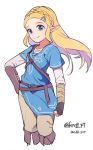  blonde_hair blue_eyes cosplay link link_(cosplay) long_hair looking_at_viewer pointy_ears princess_zelda smile solo the_legend_of_zelda the_legend_of_zelda:_breath_of_the_wild 
