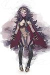  1girl armor black_hair cape cleavage_cutout fingerless_gloves fire_emblem fire_emblem_if full_body gloves greaves highres nyx_(fire_emblem_if) red_eyes simple_background solo tattoo veil white_background 