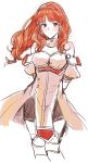 1girl bare_shoulders celica_(fire_emblem) earrings fire_emblem fire_emblem_echoes:_mou_hitori_no_eiyuuou highres red_eyes redhead solo white_background 