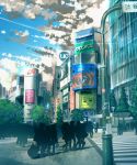  ad anonamos background blue_sky building city cityscape clouds cloudy_sky crosswalk crowd people persona persona_5 pole poptepipic sign sky skyscraper sticker traffic_light traffic_mirror tree 