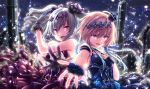  2girls braid dark_illuminate dress drill_hair fingerless_gloves fishnet_gloves fishnets gloves hair_ornament hat idolmaster idolmaster_cinderella_girls idolmaster_cinderella_girls_starlight_stage kanzaki_ranko long_hair looking_at_viewer multicolored_hair multiple_girls ninomiya_asuka orange_hair red_eyes rusk_(canvas4ban) silver_hair smile twin_braids twin_drills twintails two-tone_hair violet_eyes 