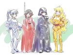  4girls blake_belladonna c-3po c-3po_(cosplay) cosplay darth_vader darth_vader_(cosplay) headwear_removed helmet helmet_removed iesupa multiple_girls ruby_rose rwby star_wars stormtrooper weiss_schnee yang_xiao_long 