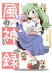  6+girls aki_minoriko aki_shizuha animal_ears black_hair blonde_hair detached_sleeves dog_ears dress frog frog_hair_ornament green_hair hair_ornament hair_tubes hat inubashiri_momiji kagiyama_hina kawashiro_nitori kochiya_sanae leaf long_hair maple_leaf moriya_suwako mountain_of_faith multiple_girls navel pointy_ears purple_hair shameimaru_aya short_hair silver_hair skirt snake snake_hair_ornament tagme touhou vest white_hair wide_sleeves yasaka_kanako zannen_na_hito 